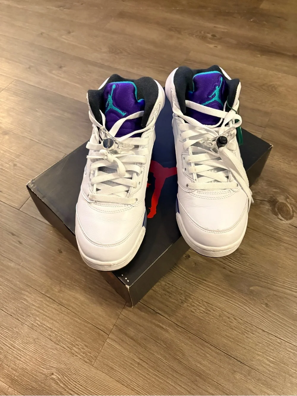 Jordan Kids White Purple Teal Basketball Sneakers